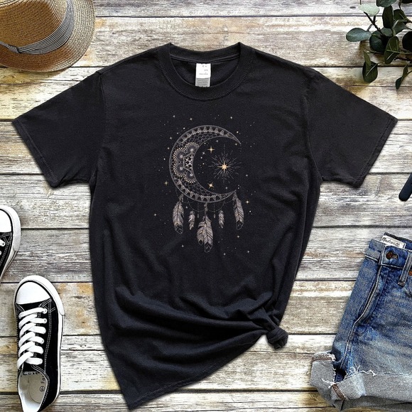 Moon Shirt, Moon Bohemian Shirt, Gift For Moon Lover, Sun And Moon Shirt - Picture 1 of 2